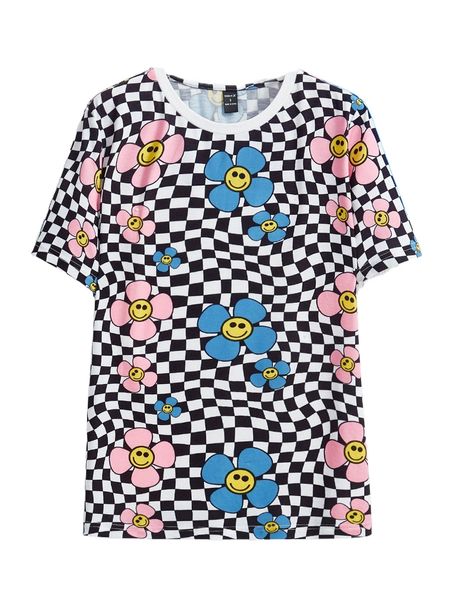

x khrim reaper floral & plaid print tee w3yx#, White
