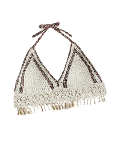 

plus tie backless pearls fringe trim halter knit v2yg#, Black