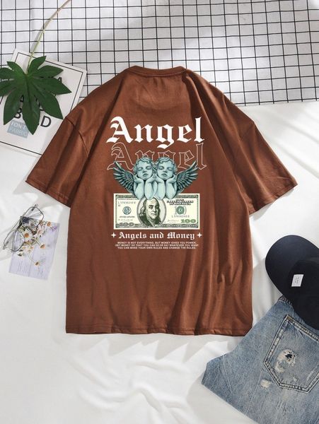 

men angel & letter graphic tee i40c#, White;black