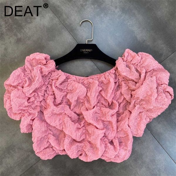 

deat women ripple t-shirt solid color round neck short sleeve fashion temperament spring summer 11d1261 210709, White