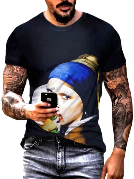 

men figure graphic tee i5i1#, White;black