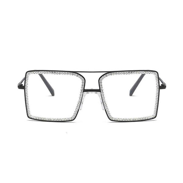 

sunglasses big box women's fashion men's metal diamond flat lens personality decorative lbrh, White;black