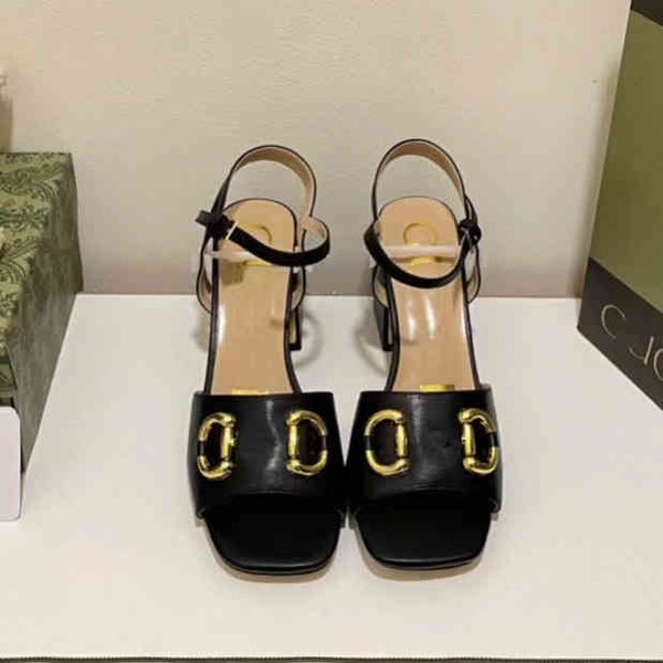 

high version buckle sandals thick heel square head open toe high heels one line belt mary jane women's shoes, Black