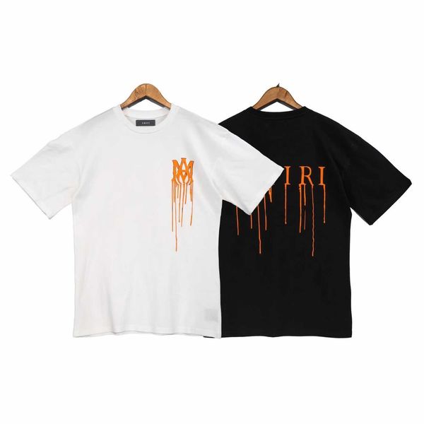 

european and american emir european american fashion br paint core fluid am letter short sleeve casual loose men's and women's cot, White;black