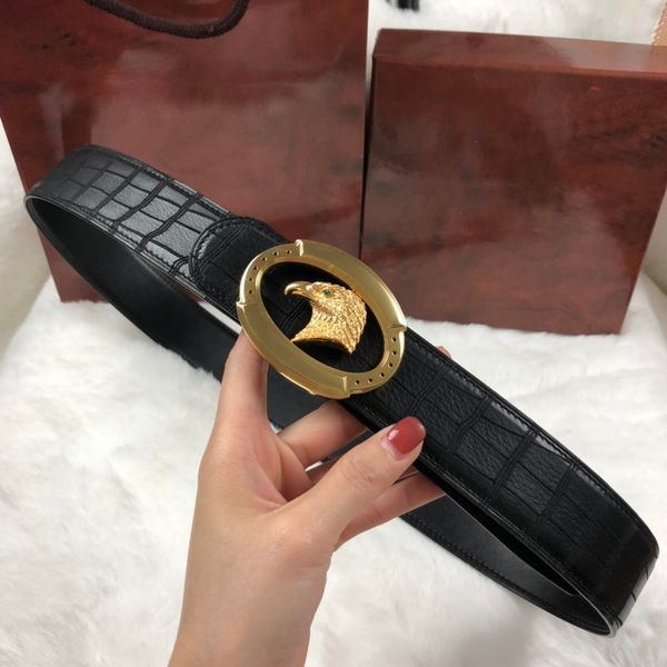 

luxury brand belt for man designer crocodile leather genuine black belts vintage official reproductions men waistband customization 3.8 cm, Black;brown