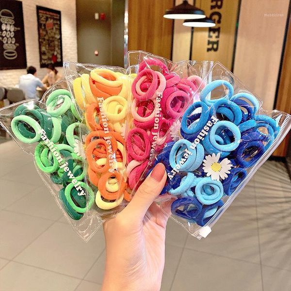 Haarschmuck 50 Teile/satz Mädchen Bunte Nylon Gummibänder Pferdeschwanzhalter Gummi Scrunchie Stirnband