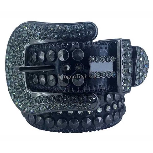

designer men women bb simon belt with big leather buckle shiny bling rhinestones belts waistband, Black;white