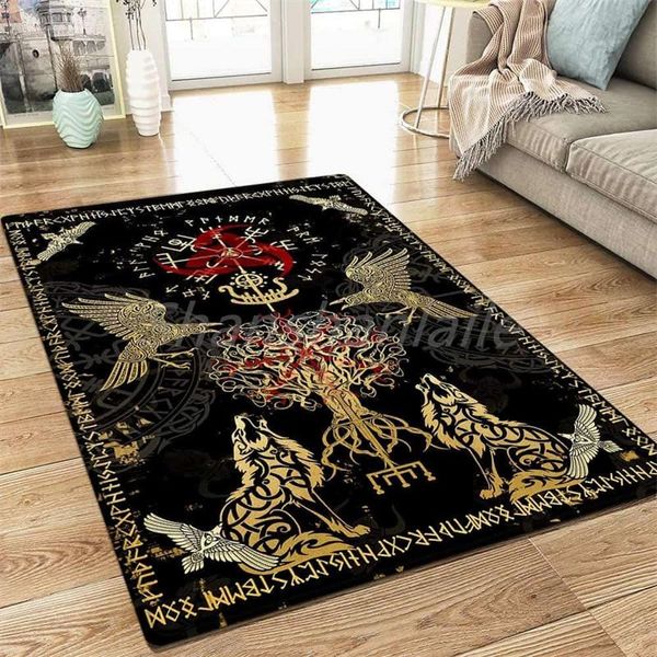 Tapetes nórdicos viking vegvisir yggdrasil tapete fofo quarto piso moderno home decoração tapete/área de área/rugcarpets ao ar livre