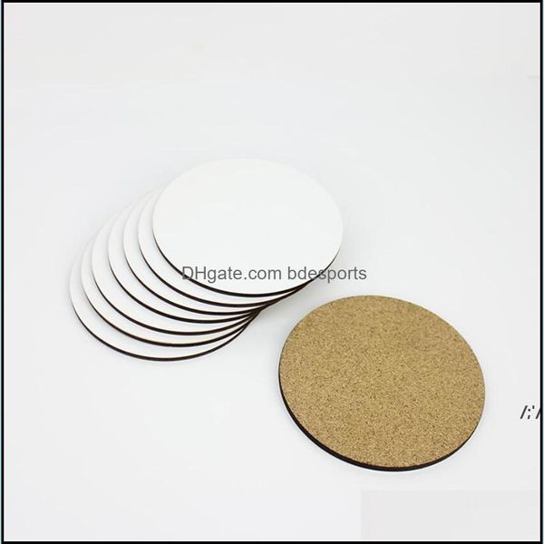 Outras bebidas de cozinha barra de jantar de cozinha jardim de 5 estilo de estilo em branco Copos redondos de madeira Coasters de madeira tapetes de mesa MDF Hardboard Coaster Heat