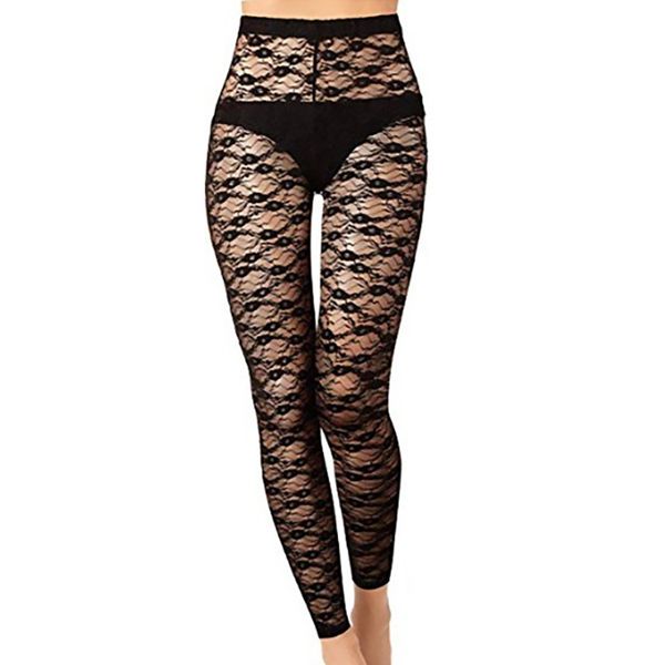 

women's pants & capris summer thin style fun lace bottomed pantyhose meat through stretch, Black;white