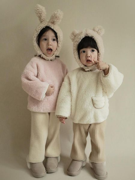 Толстовка толстовок для девушек зимняя одежда Детская утолщенная двойная двойная пушистое пальто теплое корейское хлопковое толстое толчны