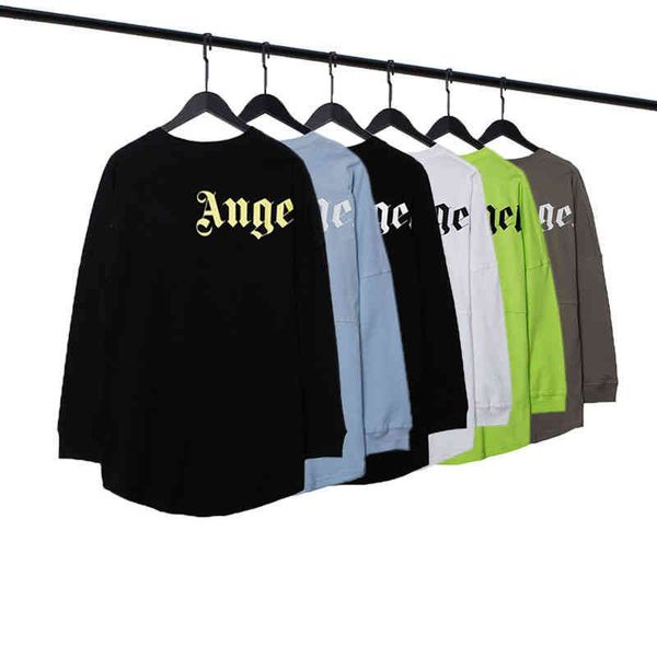 

sanskrit printed long sleeve t-shirt pa bat drop shoulder sleeve angel long sweater men's and women's fashion cotton comfortable s, White;black