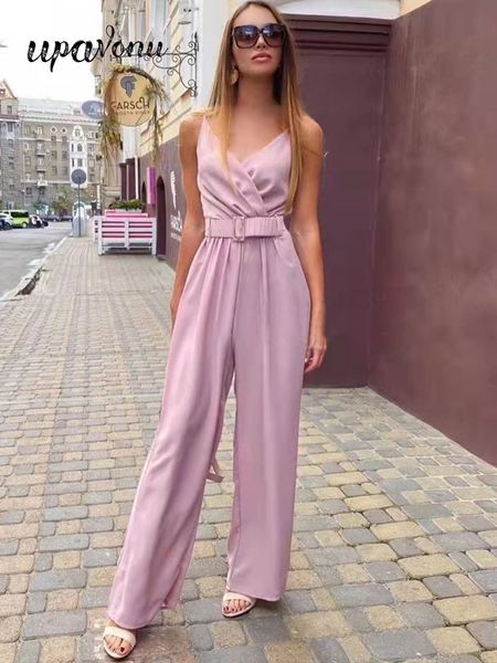 

summer elegant suspender jumpsuit women's v-neck sleeveless belt design straight cut backless jumpsuit 2022 new cx220518, Black;gray