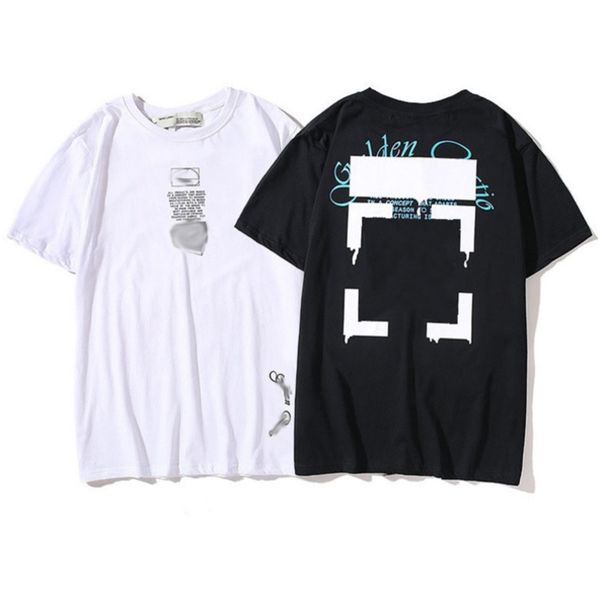 

fashion designer offs t shirts brand tees mens luxurys classic t-shirt back stereolysis of blue letters arrow clothing loose womens short s, White;black