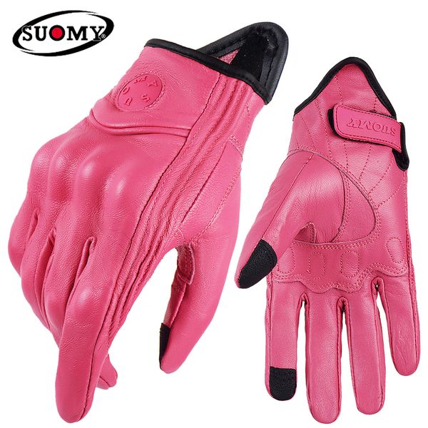 

suomy women pink motorcycle gloves touch screen leather electric bike glove cycling full finger motocross luvas da motocicleta 220812, Blue;gray
