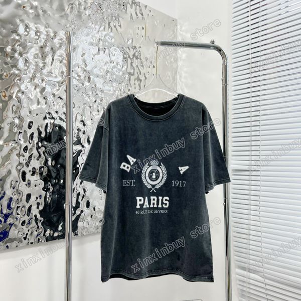 

22ss men women designers t shirts tee 1917 tie dye destroyed shirts paris cotton short sleeve crew neck streetwear xinxinbuy black xs, White;black