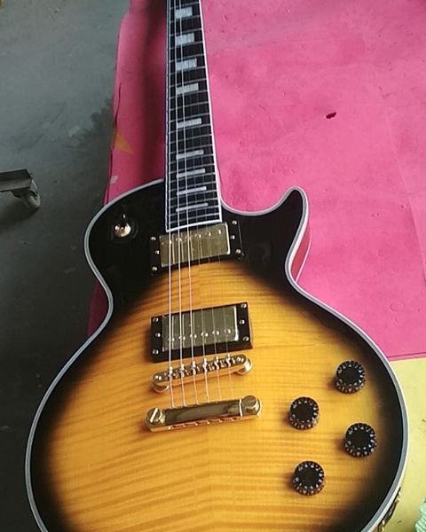 

jacey guitar store custom ebony fretboard sunburstburst electric guitar with fret nibs#23
