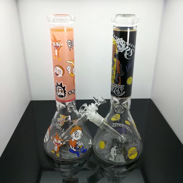Tubo di vetro Oil Burner bong narghilè Bottiglia d'acqua in vetro per cartoni animati stampata ispessita di vendita calda europea e americana