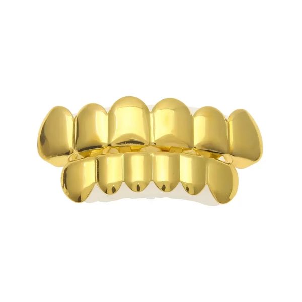 Körperschmuck 6 Zähne Grillz Gold gefüllte obere und untere Zähne Fang Grillz Set für Damen Herren Halloween Weihnachtsfeier Vampirzähne