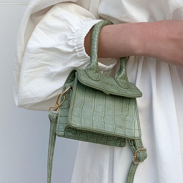 

evening bags mini small square bag fashion quality pu leather women's handbag crocodile pattern chain shoulder messenger