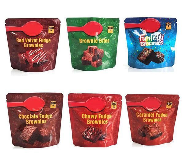 

600mg infused brownie bites edibles packaging mylar bags red velvet chewy caramel funfetti brownies chocolate