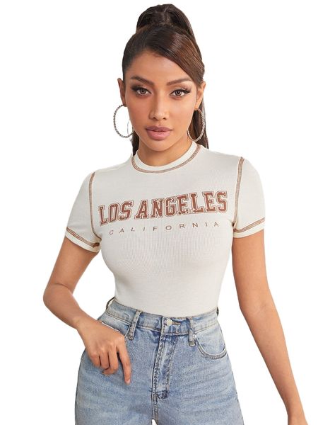 

petite letter graphic crop tee r0v4#, White