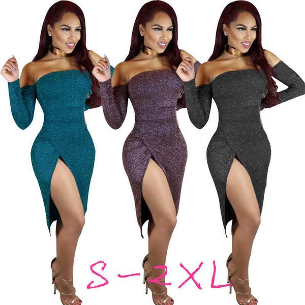 

line neck bag hip slit shiny dress dinner dress female, Black;gray