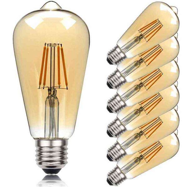 ST64 4W 6W 8W Edison Lampadina a filamento LED lampada 220V E27 Vintage Antique Retro Edison Fiala Sostituisci la luce a incandescenza H220428