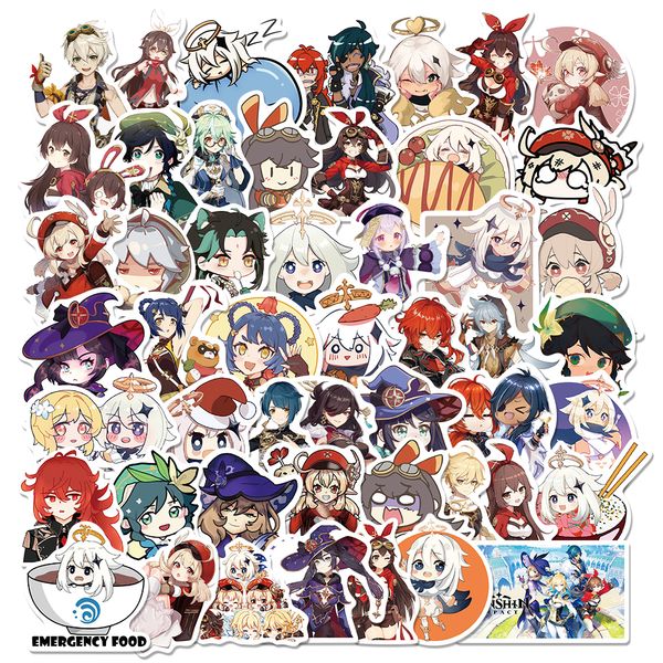 New Sexy 50PCS Anime Game Genshin Impact Stickers Graffiti per Laptop Bagagli Skateboard Chitarra Moto Decal Scrapbook Giocattolo classico