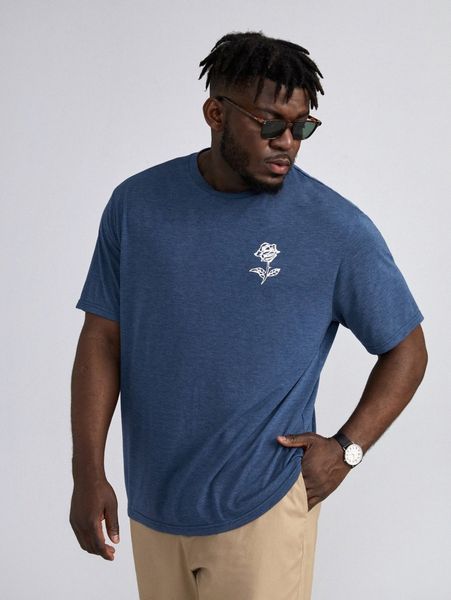 

extended sizes men floral crew neck tee z6yg#, White;black