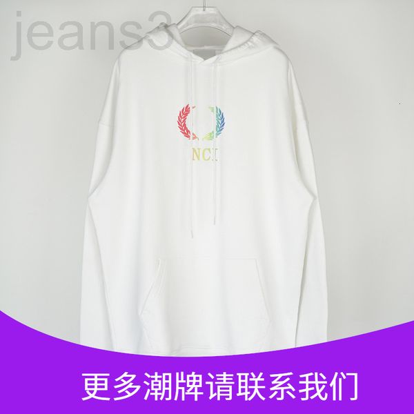 

women's hoodies & sweatshirts designer correct version of paris classic bb colorful rainbow gradient wheat ear embroidery letter hoodie, Black