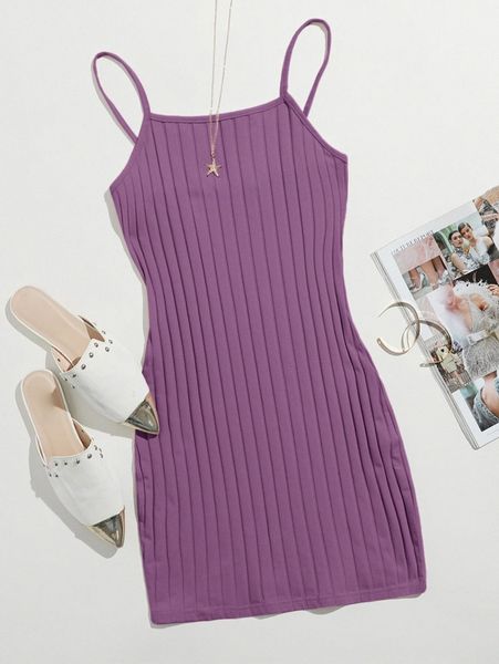 

ribbed cami bodycon mini dress 37z2#, Black;gray