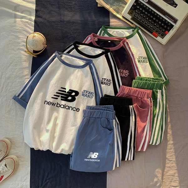 

two piece dress designer [65 / 35 fish scale cloth]summer large loose shorts short sleeved women's t-shirt casual sports suit r14y2022, White