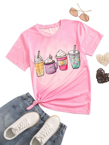 

easter beverage print round neck tee 83yp#, White
