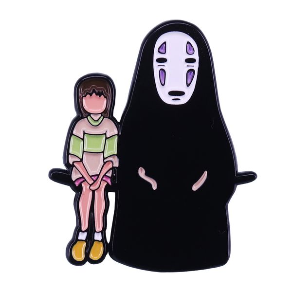 

spirited away fan art brooch pin inspired by the anime film the journey of chihiro no face sit beside, Blue