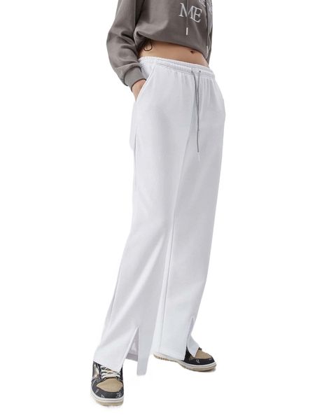 

drawstring waisted patch detail slit hem joggers r2oq#, Black;white