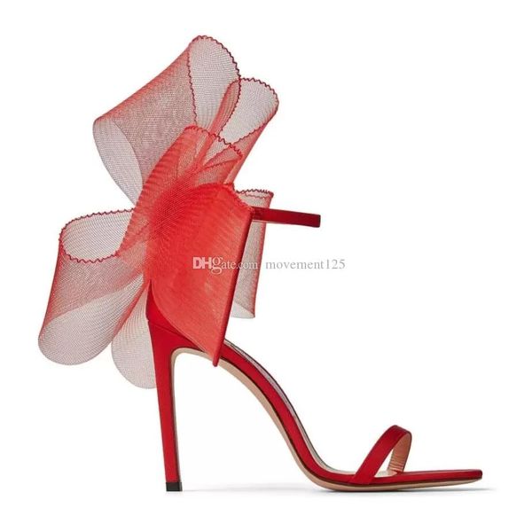 

exquisite aveline women sandals mesh bows stiletto heel ankle strap birdals party dress elegant lady pumps black white red jimmys choos lvk