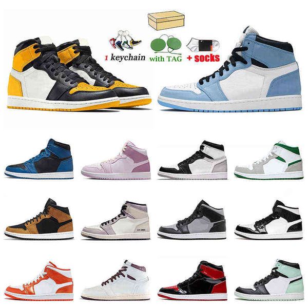 

university blue 1s classic basketball shoes jumpman sports yellow toe georgetown high og nrg igloo light bone brotherhood black particle