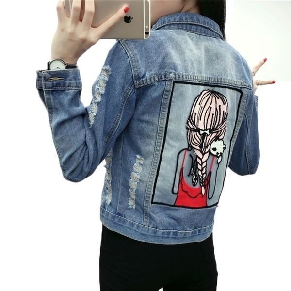 

denim jacket women autumn womens jean jackets korean short casual denim jacket 20109 women coat long sleeve outerwear y200101, Black;brown