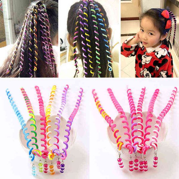 

[pack of 6] color braided ring curly tray tools twist braids little girls hair accessories headdress aa220323, Pink