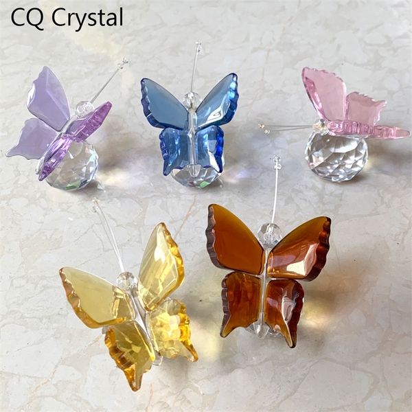 7 colori elegante farfalla cristallo figurine di animali fermacarte arte artigianato tavolo ornamento casa decorazioni di nozze regalo di natale per bambini 220426