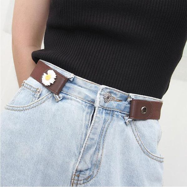 

buckle-waist belt for jeans pants no buckle stretch elastic women men hassle dropshipping, Black;brown