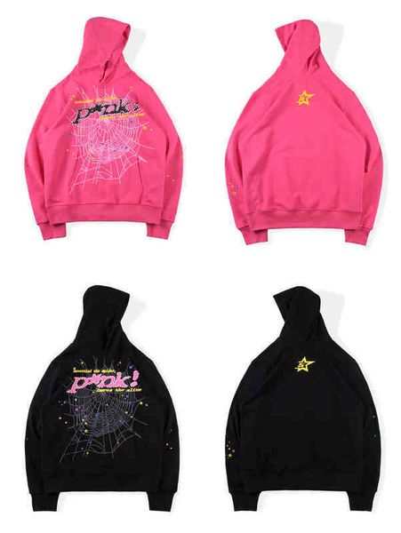 

designer spider hooded pullover red sp5der young thug 5555 customers with items mens casual hip hop men's ladies letter print hoodie, Black