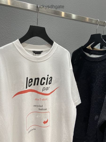 

designer bal t shirt and shirts high version 21ss summer new front back cola wave printing couple os short sle, White;black