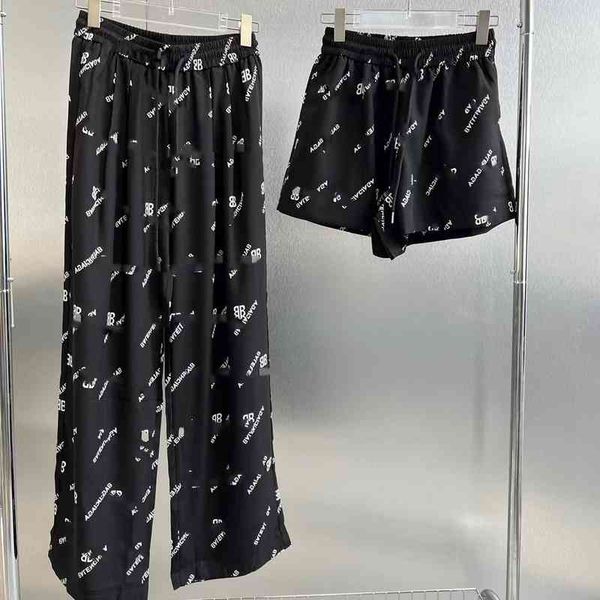 

factory direct sales 55% off summer new parisian bullet screen lettered printed wide leg pants over printed casual women's pants, Black