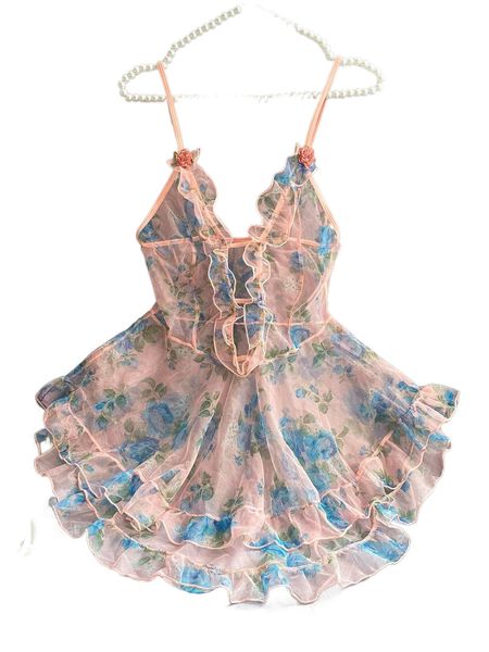 

floral lettuce trim sheer slips m4qa#, Black;red