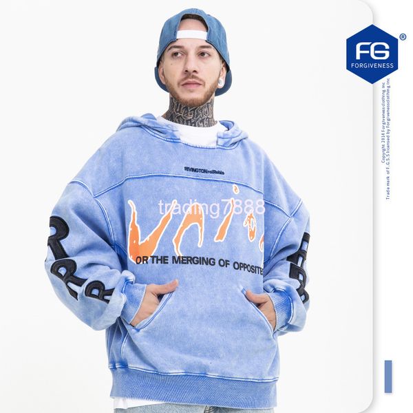 

men's sweaters fg menswear | autumn and winter chaopai high street digital english print splicing hoodie pocket 4alt, White;black
