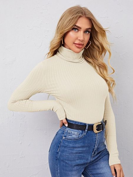 

turtle neck rib-knit 35kr#, White