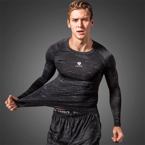 

compression shirt men rashgard fitness long sleeves running shirt men gym t shirt football jersey sportswear sport tight 220615, White;black