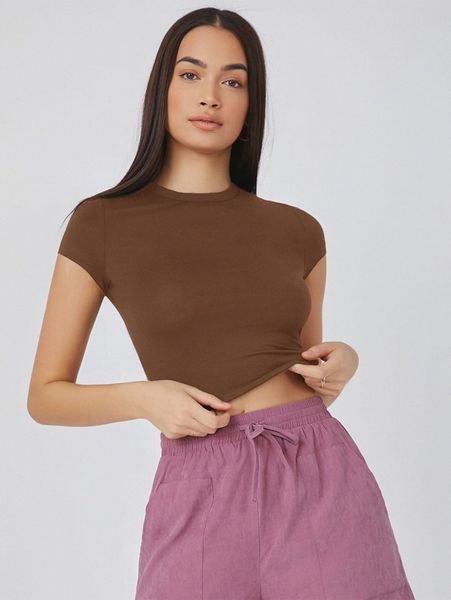 

cap sleeve solid crop 221l#, White